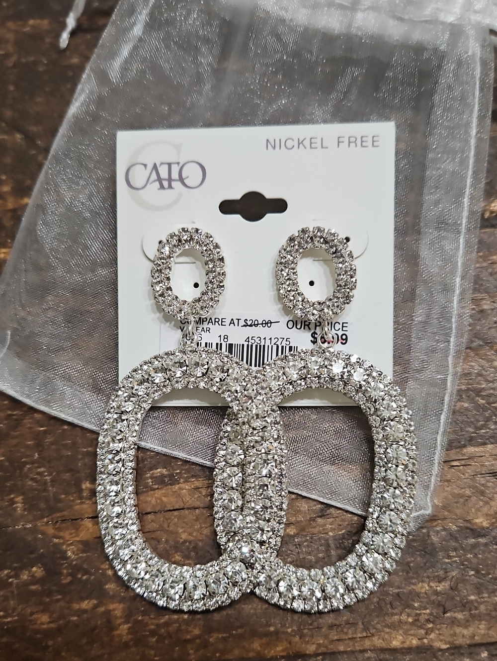 Cato Silver Crystal Double Oval Drop Earrings